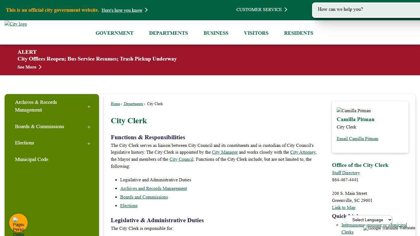 City Clerk Greenville, SC - Official Website